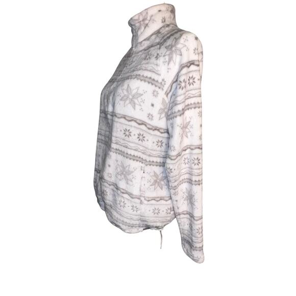 Eddie Bauer women’s size small Nordic Fair aisle 1/4 zip logo bungee hem - Picture 3 of 10